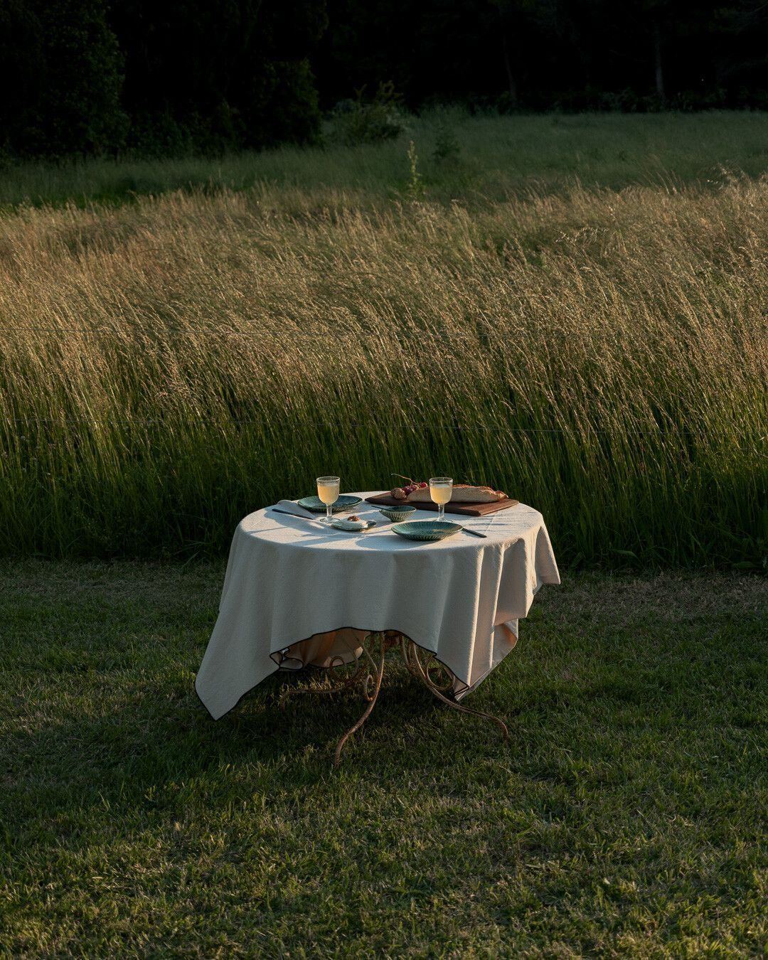 A table set in the landscape